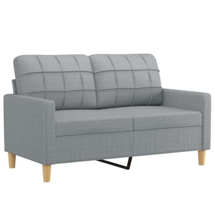 2-Sitzer-Sofa mit Zierkissen Hellgrau 120 cm Stoff – Bild 4
