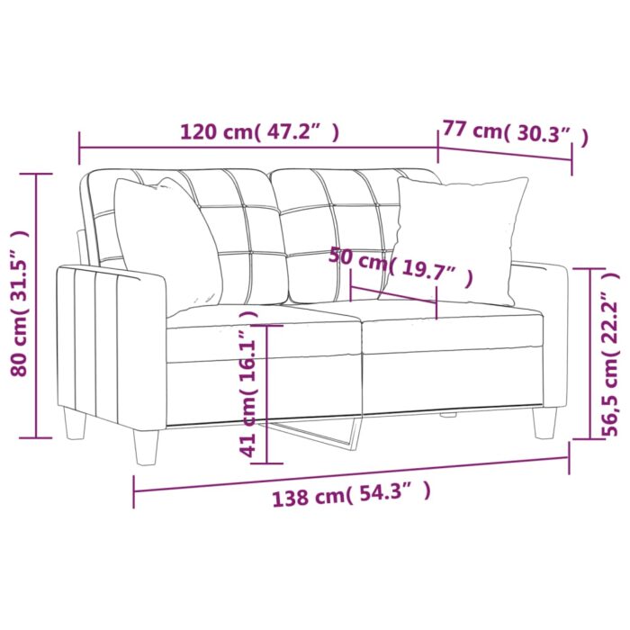 2-Sitzer-Sofa mit Zierkissen Schwarz 120 cm Kunstleder – Bild 8