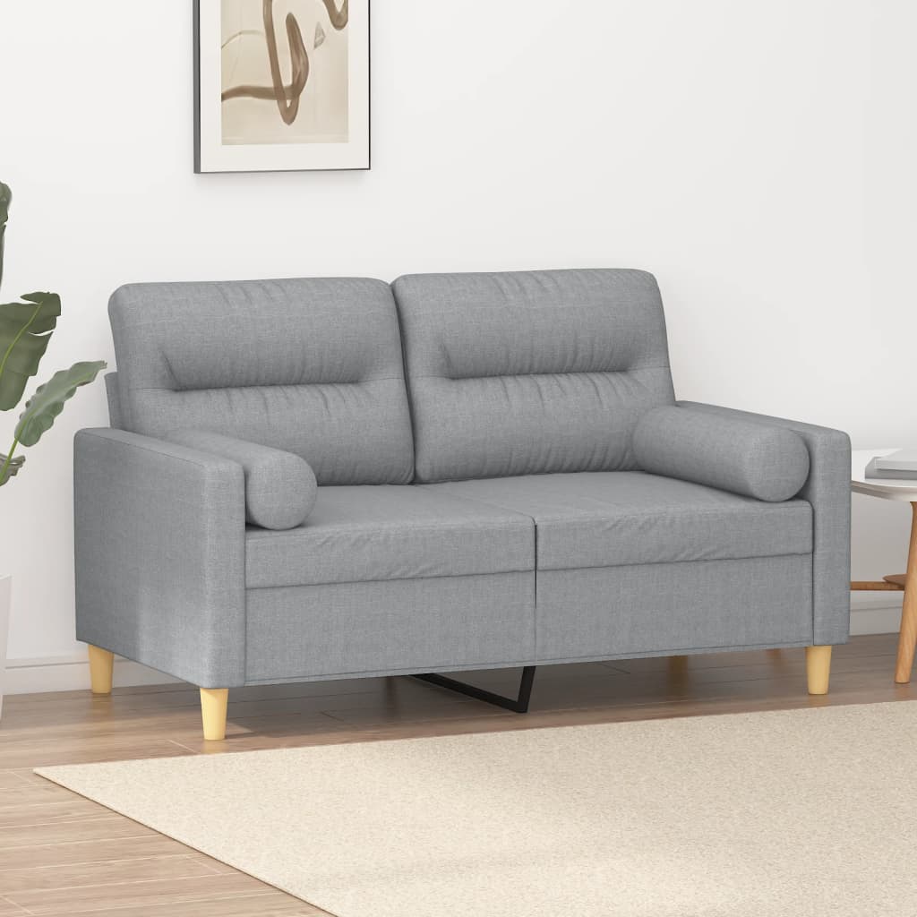 3200813_1.jpg 2-Sitzer-Sofa mit Zierkissen Hellgrau 120 cm Stoff – Bild 1