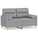 2-Sitzer-Sofa mit Zierkissen Hellgrau 120 cm Stoff – Bild 2