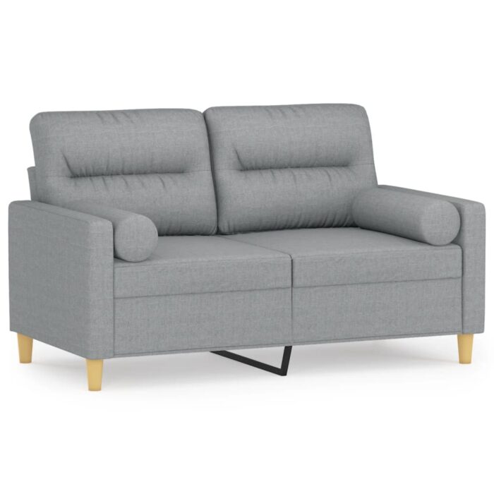 2-Sitzer-Sofa mit Zierkissen Hellgrau 120 cm Stoff – Bild 2