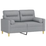 2-Sitzer-Sofa mit Zierkissen Hellgrau 120 cm Stoff – Bild 3