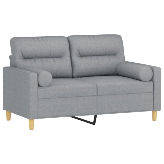 2-Sitzer-Sofa mit Zierkissen Hellgrau 120 cm Stoff – Bild 3
