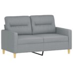 2-Sitzer-Sofa mit Zierkissen Hellgrau 120 cm Stoff – Bild 4