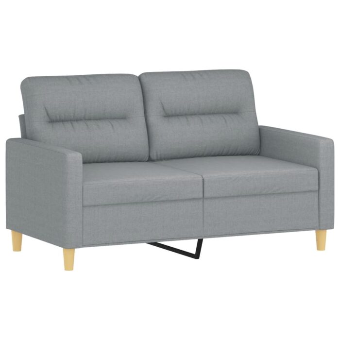 2-Sitzer-Sofa mit Zierkissen Hellgrau 120 cm Stoff – Bild 4