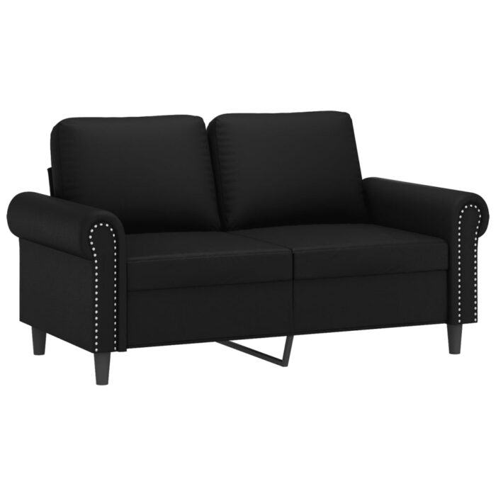 2-Sitzer-Sofa mit Zierkissen Schwarz 120 cm Kunstleder – Bild 4