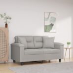 2-Sitzer-Sofa mit Kissen Taupe 120 cm Mikrofasergewebe
