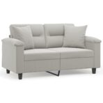 2-Sitzer-Sofa mit Kissen Taupe 120 cm Mikrofasergewebe – Bild 2