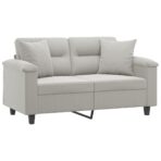 2-Sitzer-Sofa mit Kissen Taupe 120 cm Mikrofasergewebe – Bild 3