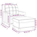 Sessel mit Hocker Hellgrau 60 cm Stoff – Bild 7