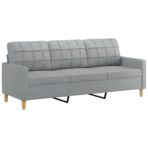 3-Sitzer-Sofa mit Hocker Hellgrau 180 cm Stoff – Bild 4