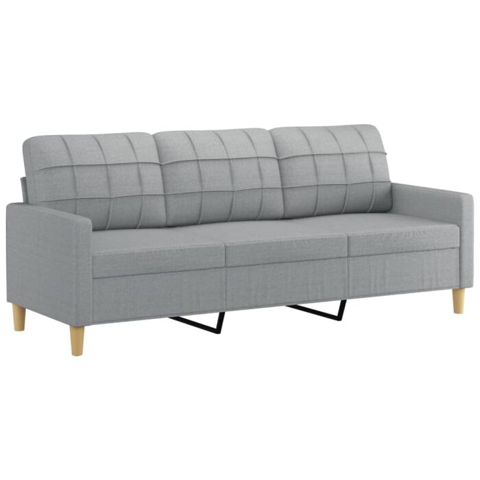 3-Sitzer-Sofa mit Hocker Hellgrau 180 cm Stoff – Bild 4