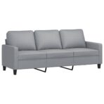 3-Sitzer-Sofa mit Hocker Hellgrau 180 cm Stoff – Bild 4