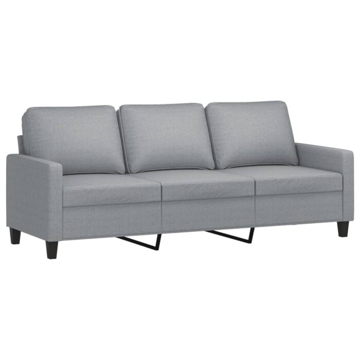 3-Sitzer-Sofa mit Hocker Hellgrau 180 cm Stoff – Bild 4