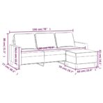 3-Sitzer-Sofa mit Hocker Hellgrau 180 cm Samt – Bild 7