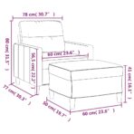 Sessel mit Hocker Hellgrau 60 cm Stoff – Bild 7