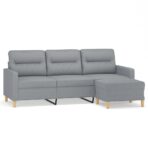 3-Sitzer-Sofa mit Hocker Hellgrau 180 cm Stoff – Bild 2