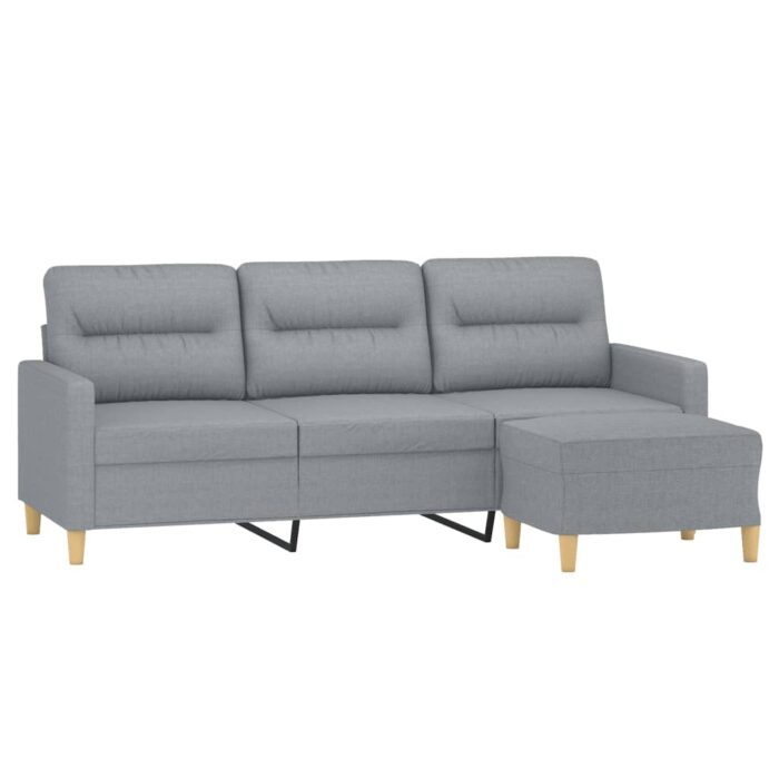 3-Sitzer-Sofa mit Hocker Hellgrau 180 cm Stoff – Bild 3