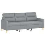 3-Sitzer-Sofa mit Hocker Hellgrau 180 cm Stoff – Bild 4
