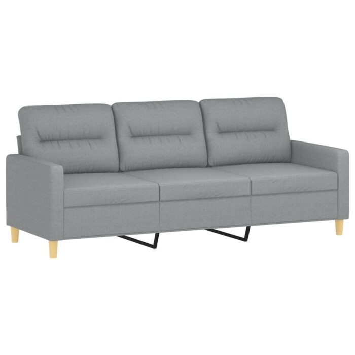 3-Sitzer-Sofa mit Hocker Hellgrau 180 cm Stoff – Bild 4