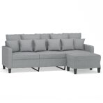 3-Sitzer-Sofa mit Hocker Hellgrau 180 cm Stoff – Bild 2