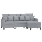 3-Sitzer-Sofa mit Hocker Hellgrau 180 cm Stoff – Bild 3
