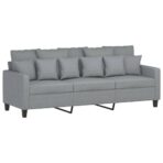 3-Sitzer-Sofa mit Hocker Hellgrau 180 cm Stoff – Bild 4