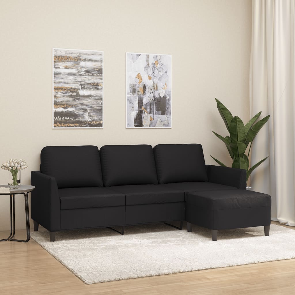 3201122_1.jpg 3-Sitzer-Sofa mit Hocker Schwarz 180 cm Kunstleder – Bild 1