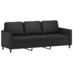3-Sitzer-Sofa mit Hocker Schwarz 180 cm Kunstleder – Bild 4