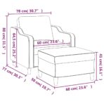 Sessel mit Hocker Hellgrau 60 cm Stoff – Bild 7