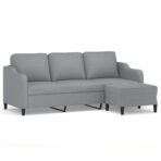 3-Sitzer-Sofa mit Hocker Hellgrau 180 cm Stoff – Bild 2