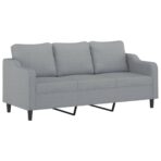 3-Sitzer-Sofa mit Hocker Hellgrau 180 cm Stoff – Bild 4