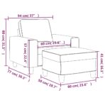 Sessel mit Hocker Hellgrau 60 cm Stoff – Bild 9