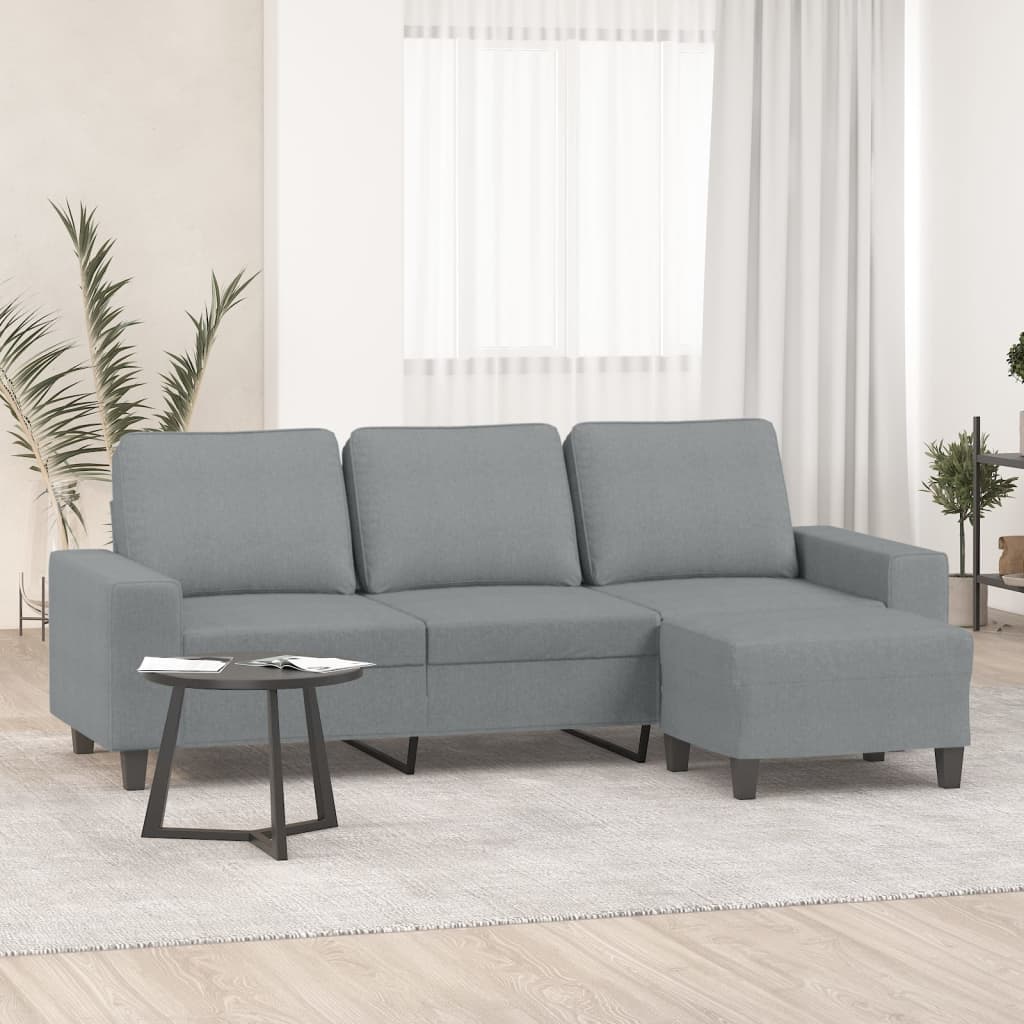 3201151_1.jpg 3-Sitzer-Sofa mit Hocker Hellgrau 180 cm Stoff – Bild 1
