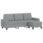 3-Sitzer-Sofa mit Hocker Hellgrau 180 cm Stoff – Bild 2