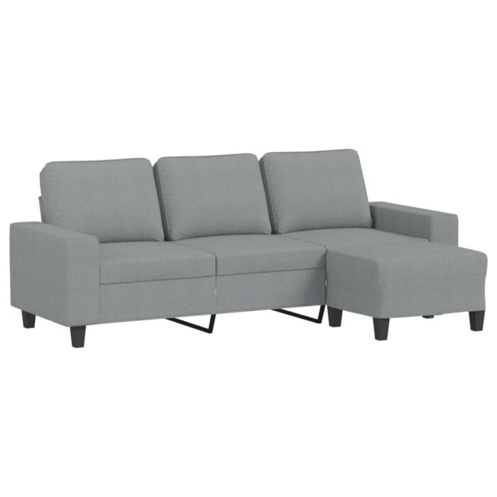 3-Sitzer-Sofa mit Hocker Hellgrau 180 cm Stoff – Bild 2