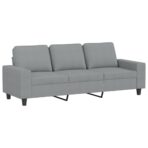 3-Sitzer-Sofa mit Hocker Hellgrau 180 cm Stoff – Bild 3