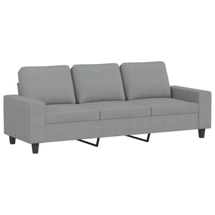 3-Sitzer-Sofa mit Hocker Hellgrau 180 cm Stoff – Bild 3