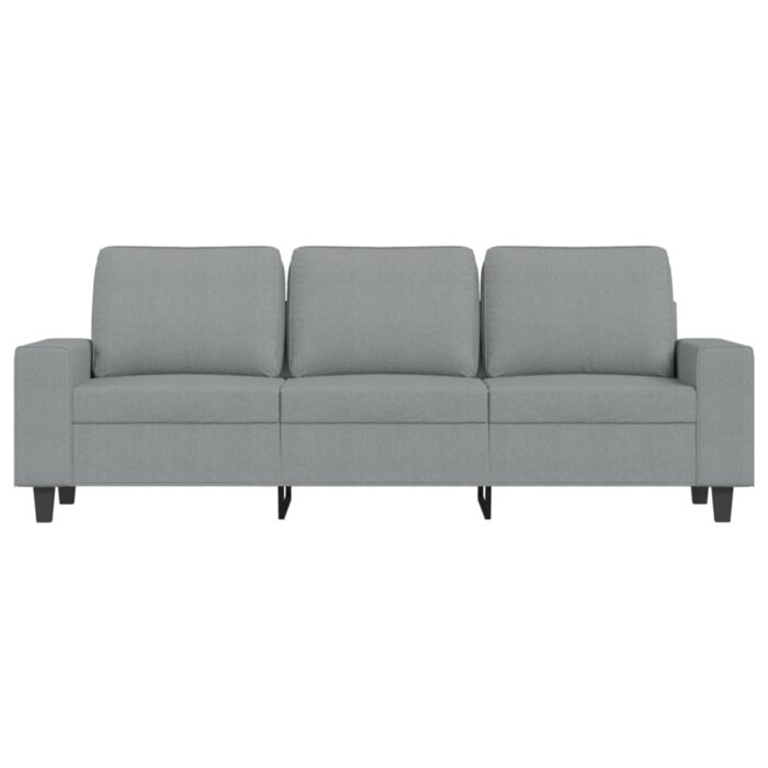 3-Sitzer-Sofa mit Hocker Hellgrau 180 cm Stoff – Bild 4