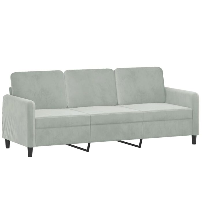 3-Sitzer-Sofa mit Hocker Hellgrau 180 cm Samt – Bild 4