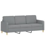 3-Sitzer-Sofa mit Hocker Hellgrau 180 cm Stoff – Bild 4
