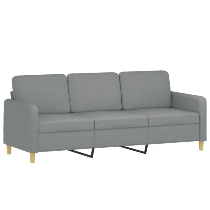 3-Sitzer-Sofa mit Hocker Hellgrau 180 cm Stoff – Bild 4