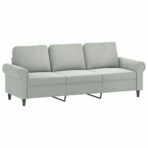 3-Sitzer-Sofa mit Hocker Hellgrau 180 cm Samt – Bild 4