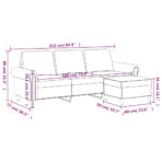 3-Sitzer-Sofa mit Hocker Hellgrau 180 cm Samt – Bild 7