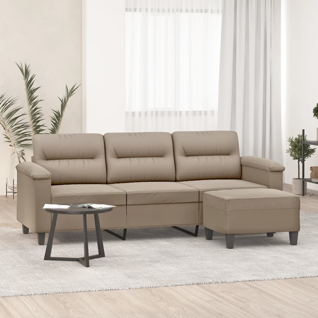 3201231_1.jpg 3-Sitzer-Sofa mit Hocker Taupe 180 cm Mikrofasergewebe – Bild 1
