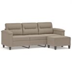 3-Sitzer-Sofa mit Hocker Taupe 180 cm Mikrofasergewebe – Bild 2