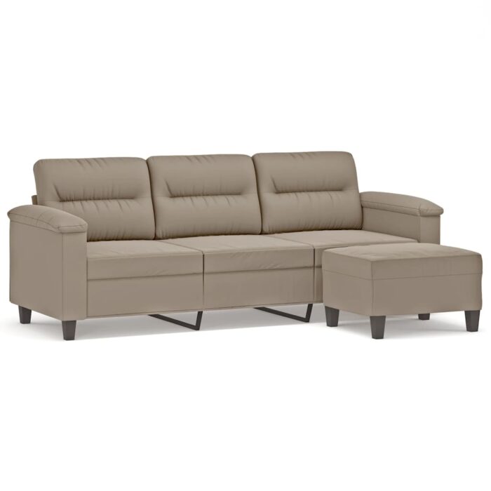 3-Sitzer-Sofa mit Hocker Taupe 180 cm Mikrofasergewebe – Bild 2