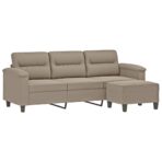3-Sitzer-Sofa mit Hocker Taupe 180 cm Mikrofasergewebe – Bild 3