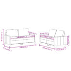 2-tlg. Sofagarnitur mit Kissen Schwarz Kunstleder – Bild 7