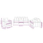 3-tlg. Sofagarnitur mit Kissen Hellgrau Samt – Bild 8